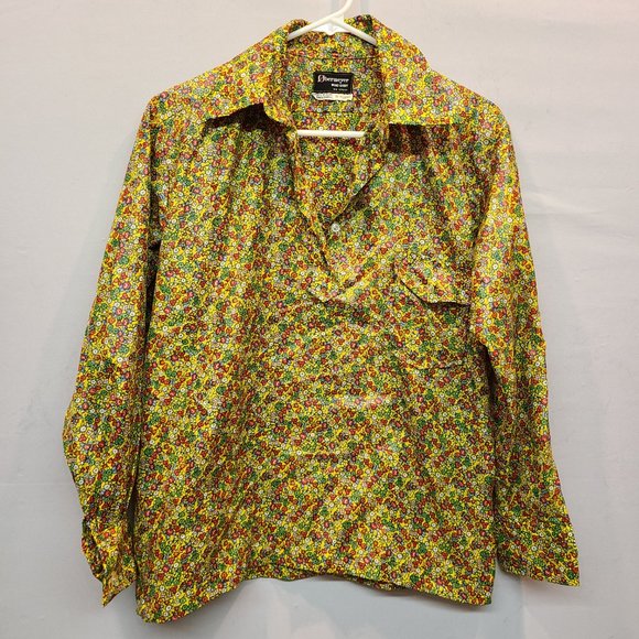 Obermeyer Tops - Vintage Obermeyer Wind Shirt Nylon Floral Long Sleeve 70s Top Yellow Retro Small